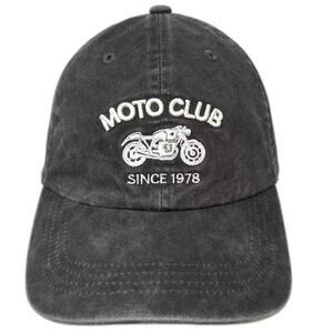 anko Baseball Cap Gray White OS Moto Club Motorcycle Adjustable Slideback Hat